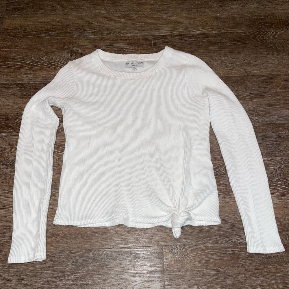 Madewell Texture & Thread Front Knot Jacquard Top Bright Ivory